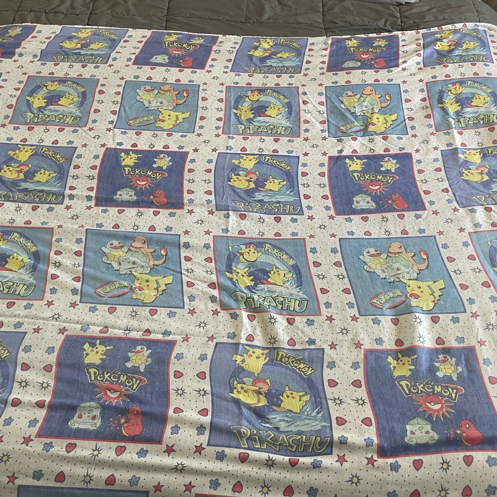 Pokemon Pikachu Twin Flat  Bed Sheet vintage